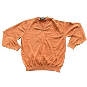 Vintage Brooks Brothers Orange V-Neck Sweater Size M